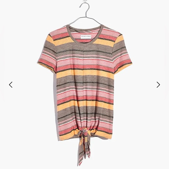Madewell Texture & Thread Modern Tie-Front Top in Kieran Stripe Size Medium - Picture 1 of 12